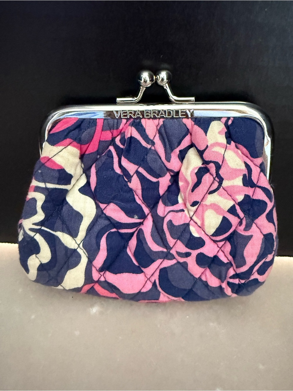 The VERA Bradley Kiss Kiss Coin Purse in Katalina Pink
